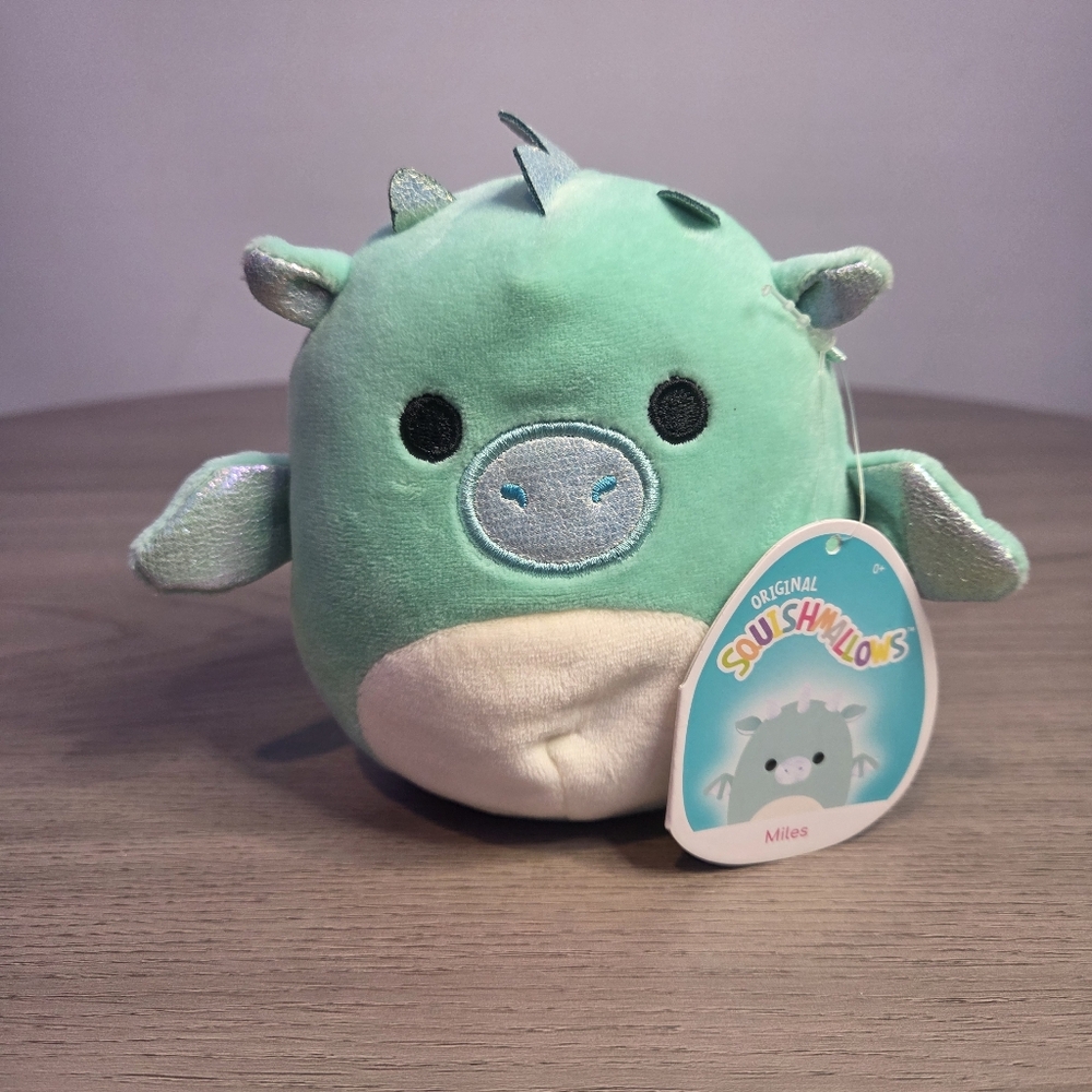 NWT Squishmallows 5-Inch Miles The Teal Dragon Stuffed Toy Official Kellytoy